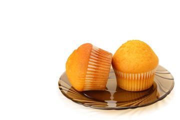 Chocolate cupcakes isolated on white background