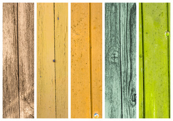 Coloreful wood collage, images put together ready for design