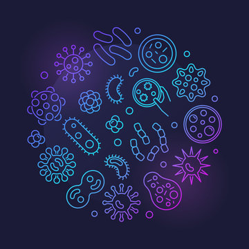 Bacteria vector round colorful symbol made with bacterias icons