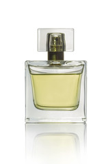 transparent glass bottle of perfume 