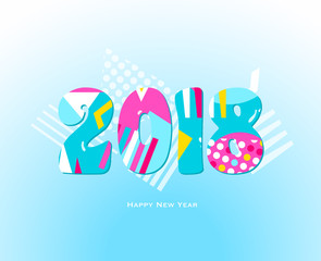 2018 Happy new year colorful vector design.