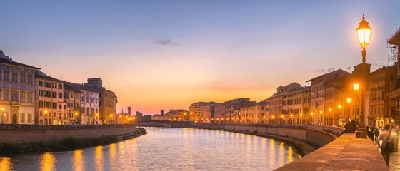 Vitrage gordijnen De scheve toren Sunset Panorama in Pisa, Italy