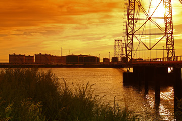 Fototapeta premium Oil pipeline, the oil industry equipment