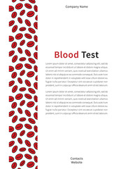 Blood test cover page vector template. Cover layout for annual report, presentation, official documents. Lifesaver campaign template graphic design.
