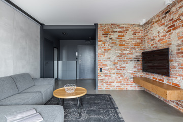Brick wall in living room