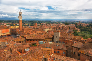 Ancient city of Siena, Tuscany, Italy. Top view