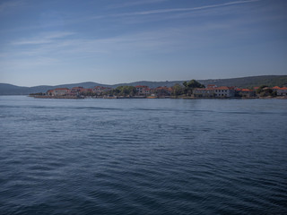 Fototapeta premium CROATIA, ADRIATIC SEA, 2017.11.07: City Pašman on Pašman island from sea.