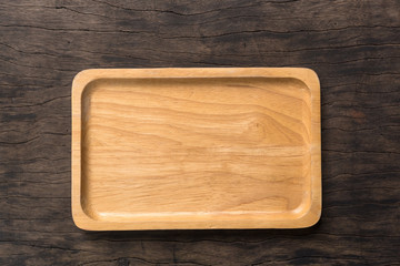 Empty wooden dish on table. background for plain text or product