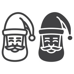 Santa claus face line and glyph icon, New year and Christmas, xmas sign vector graphics, a linear pattern on a white background, eps 10.