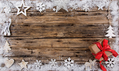 Christmas decoration on wooden background