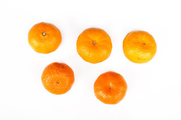 fresh orange with green leag isolate on white background