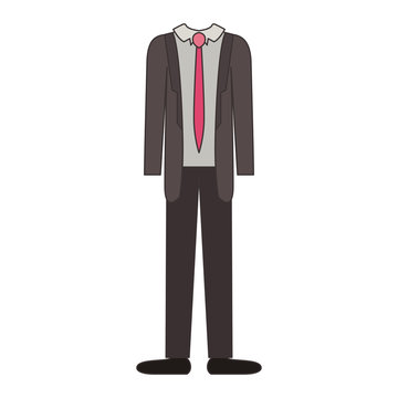 male clothes with suit and shirt with tie and pant and shoes in colorful silhouette vector illustration