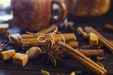 different spices on the table