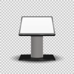 Deurstickers Realistic 3d Interactive Information Kiosk Terminal Stand Screen Display Console Infokiosk isolated on transparent background. Vector illustration. © brovkoserhii