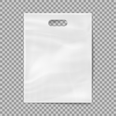 Realistic 3d plastic bag isolated on transparent background. Vector illustration.