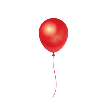 Realistic 3D Red Ballon isolated on white background. Vector illustration.