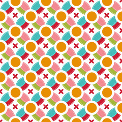 Colored circle seamless pattern geometry abstract round seamless geometric design background vector illustration.