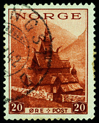 Old wooden church in mountains