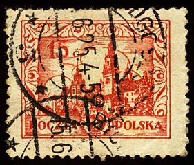 Wawel Castle at Cracow on postage stamp