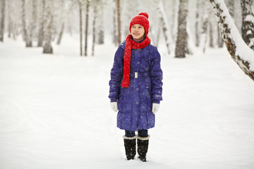 portrait of a cute girl in the winter