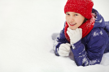 portrait of a cute girl in the winter