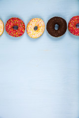 Multicolored donuts close-up