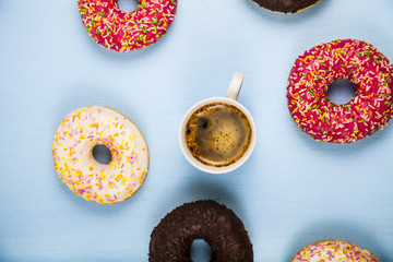 Donuts and a cup of coffee