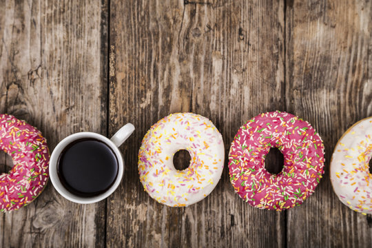 Donuts and a cup of coffee