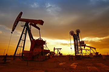 Naklejka premium Oil pump, oil industry equipment