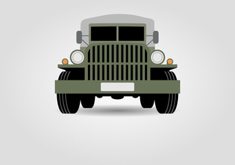 Retro military truck front view