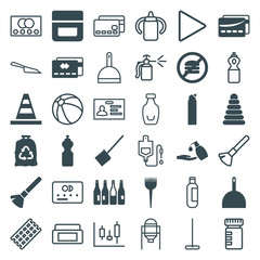 Set of 36 plastic filled and outline icons