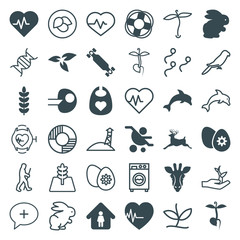 Set of 36 life filled and outline icons