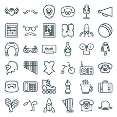 Set of 36 retro outline icons