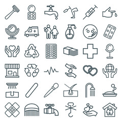 Set of 36 care outline icons