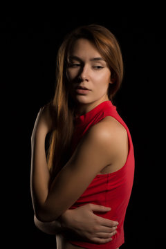 Model test for lovely young woman with perfect skin and long lush hair