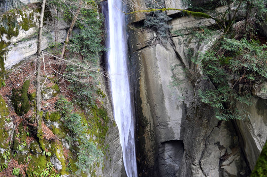 Waterfall Angon on Annecy lake, Savoy