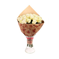 Bright roses bouquet on white