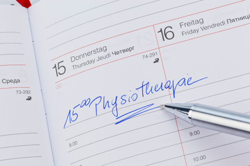 entry in the calendar: physiotherapy