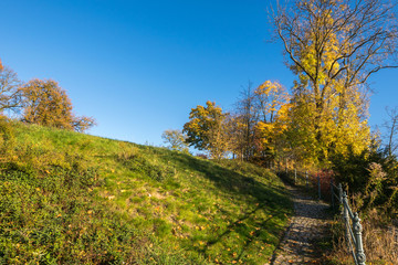 Autumn walks in the beautiful city of Karlovy Vary (Carksbad) and its surroundings, Bohemia,...