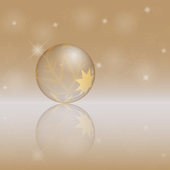 Christmas time. Christmas bowl in golden colors with reflections.