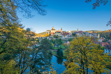 Admiring the sunset colors at  the 12th Century Gothic Castle surrounded by the Ohre River, Loket...