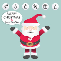 Santa Claus with Christmas Icons. Vector, illustration eps10