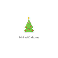 Minimal Christmas tree vector illustration for simple greetings. Vector illustration for winter holiday, isolated on white.