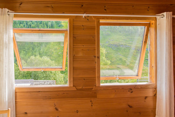 Fototapeta premium look at the Norwegian nature through the window