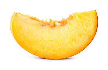 Peach slice isolated. Peach slice on white. Peach. With clipping path.