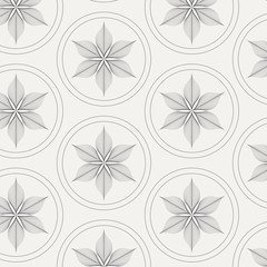 Obraz premium Linear vector pattern repeating abstract skeleton flower on linear circle.