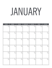 January - calendar page layout, no dates, can be used every year. - 182401423