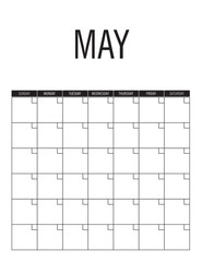 May - calendar page layout, no dates, can be used every year.