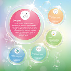 Transparent bubbles infographic with pastel color.