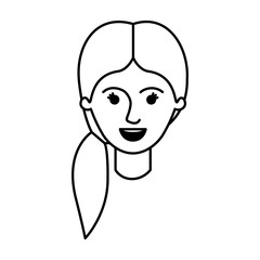 female face with pigtail hair in monochrome silhouette vector illustration